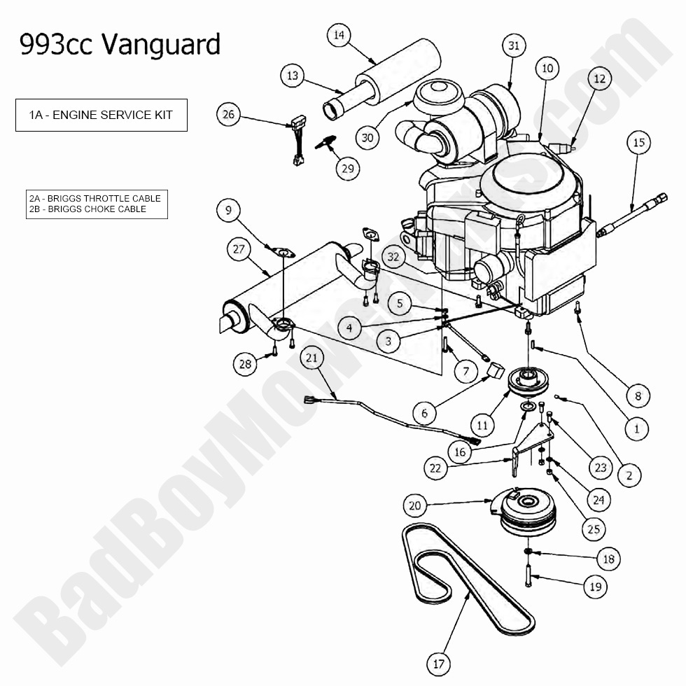 1626 - Bad Boy Mower Parts Lookup > 2017 > Outlaw & Outlaw Extreme > Engine - Vanguard 993